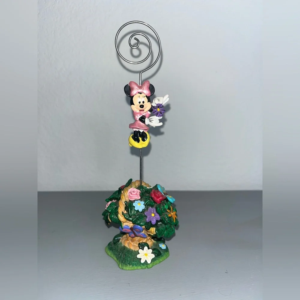 Disney VTG Park Minnie Mouse Colorful Spring Floral Scene Picture Photo Holder